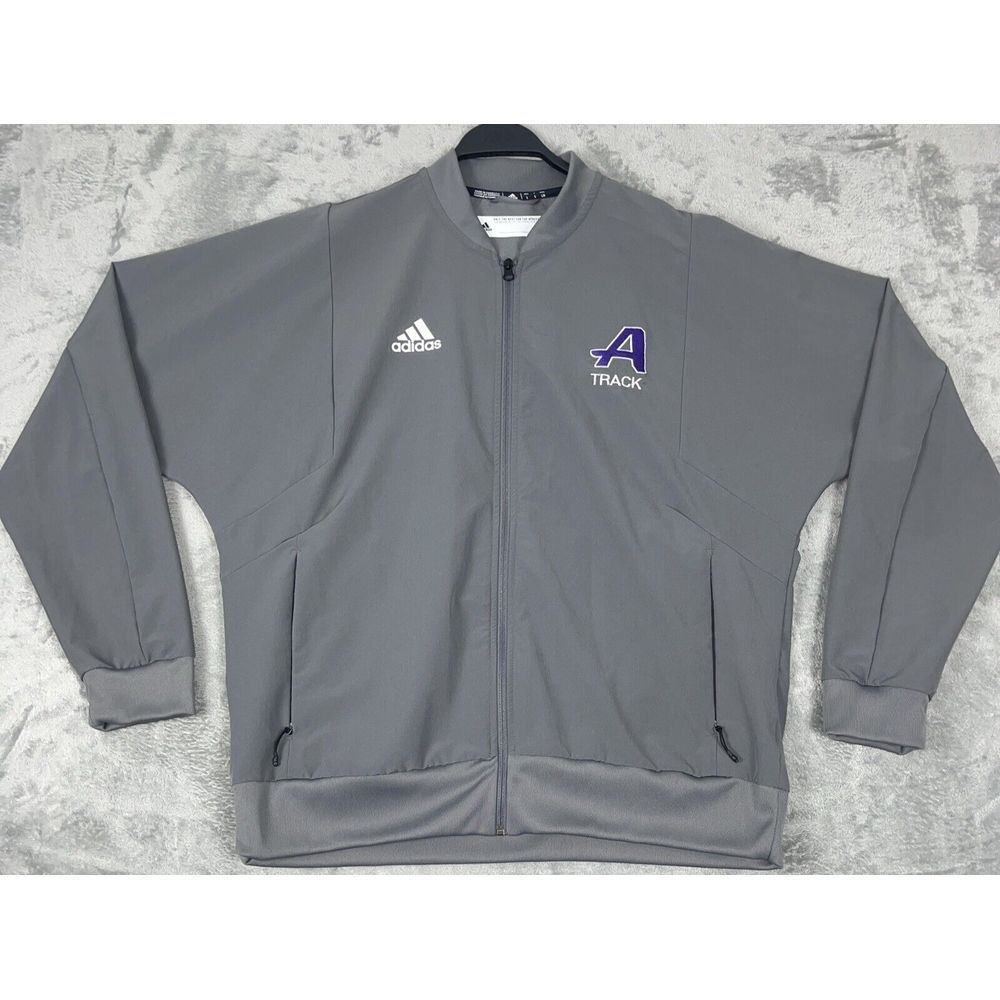 Mens Adidas‎ Prime Green Gray Player Jacket Large Full Zip Pockets Blade Collar